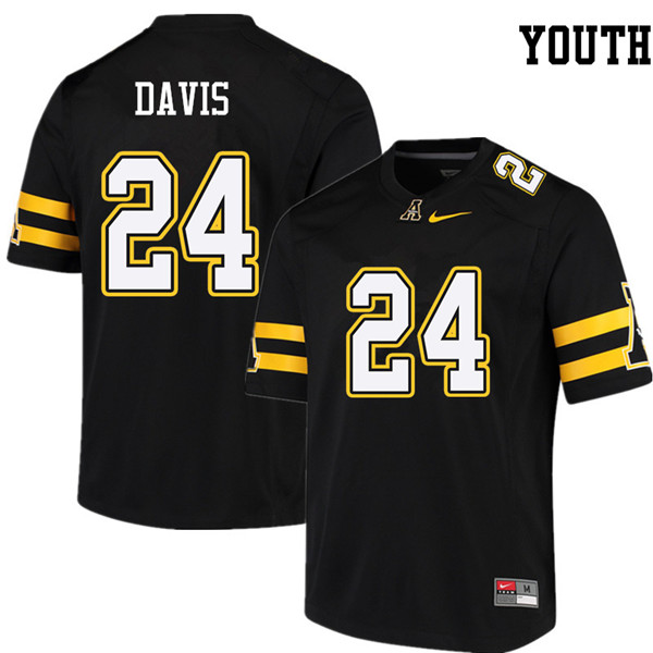 Youth #24 Akeem Davis Appalachian State Mountaineers College Football Jerseys Sale-Black - Click Image to Close